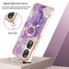 For Honor 90 5G Electroplating Marble IMD TPU Phone Case with Ring Holder(Purple 002)