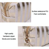 Multifunctional Striped PU Waterproof Cosmetic Toiletry Bag(Rose Red)