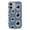 For iPhone 11 Creative Multi-hole Black Lace Denim PU Phone Case