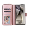 For Samsung Galaxy S25 Ultra 5G 9-Card Slots Zipper Wallet Bag Leather Phone Case(Rose Gold)