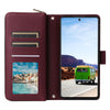 For Samsung Galaxy A53 5G Nine-card Slots Zipper Wallet Bag Leather Phone Case(Wine Red)