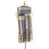 Autumn & Winter Polyester Ladies Warmth Thickened Fringed Fine Grid Scarf, Size:190cm(GWB12-08 Grey)
