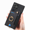 For Samsung Galaxy S25 Ultra 5G Retro Skin-feel Ring Multi-card Wallet Phone Case(Black)
