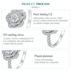 BSR449-6 S925 Sterling Silver White Gold Plated Zircon Rose Ring Hand Decoration