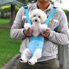 Leather Pet Chest Carrier Backpack, Blue, for Small/Medium Dogs (34-40cm Chest)