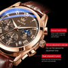 OLEVS 2871 Men Multifunctional Sports Chronograph Luminous Quartz Watch(Coffee + Rose Gold)