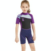DIVE & SAIL WS-18813 2.5mm Children Warm Diving Suit One-piece Short-sleeved Sunscreen Snorkeling Suit Drifting Cold-proof Swimming Suit, Size: L(Black Purple Sleeve)