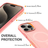 For iPhone 14 Pro Shockproof MagSafe Armor PC Hybrid TPU Phone Case(Light Pink+Coral Red)