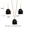 Halloween Jewelry Alloy Ghost Earrings Necklace(Black Earrings+Necklace)