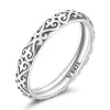 S925 Sterling Silver Retro Embossed Flower Texture Women Ring, Size:7