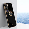 For vivo V40 Lite 5G XINLI Straight Edge 6D Electroplate TPU Phone Case with Ring Holder(Black)