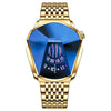 BINBOND 01 Men Locomotive Concept Diamond Dial Quartz Watch(Full Gold Blue Surface)