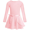 Girls Spring and Summer Long-sleeved Cotton Dance Training Clothing Set, Size:140CM(Pink)