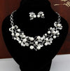 Leaf Crystal Simulated Pearl Wedding Jewelry Necklaces Earrings Sets(Silver)