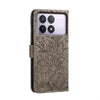 For Xiaomi Redmi K70 Lace Flower Embossing Flip Leather Phone Case(Grey)