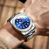 BINBOND B930 Metal Gear Luminous Quartz Watch 30M Waterproof Sports Watch, Color: White Steel-Blue