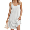 Women Summer Round Neck Halter Loose Sleeveless Dress, Size: L(White)