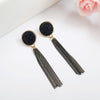 Fashion Black Rhinestone Long Drop Earrings For Women Jewelry(BLACK)
