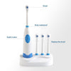 2W Creative Household Waterproof Rotary Electric Toothbrush Set with 4 Replacement Brush Heads & Base, 8500 Revolutions Per Minute(Blue)