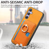 For Samsung Galaxy S23+ 5G Retro Cross Leather Ring Side Insert Card Bag MagSafe Phone Case(Yellow)
