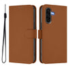 For Samsung Galaxy A56 5G Skin Feel Solid Color Leather Phone Case with Lanyard(Brown)