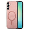 For Samsung Galaxy S25 5G Solid Color Retro Magsafe PU Back Cover Phone Case(Pink)