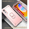 For LG Velvet PC + Rubber 3-layers Shockproof Protective Case with Rotating Holder(Rose Gold)