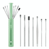 2 Packs Push-Pull Cylinder Storage Ear Scoop Set, Specification: 7 PCS/Set Green