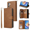 For Samsung Galaxy A35 5G 9-Card Slots Zipper Wallet Bag Leather Phone Case(Brown)