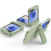 For Samsung Galaxy Z Flip6 5G Spring Rubber Chain Card Slot PC Folding Phone Case with Stand(Light Green)