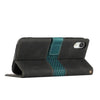 For iPhone XR Grid Stitching Leather Phone Case with Lanyard(Black)