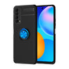 For Huawei P smart 2021 Metal Ring Holder 360 Degree Rotating TPU Case(Black+Blue)