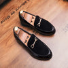 British Style Pointed Shoes Versatile Casual Shoes Slip-on Men Shoes, Size:41(Black Suede)
