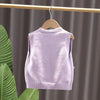 Baby Girl Knitted Vest Flower Sweater Outer Undershirt, Size:  100cm(Purple)