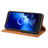 For Alcatel 1V (2019) without Fingerprint Hole Magnetic Buckle Retro Crazy Horse Texture Horizontal Flip Leather Case with Holder & Card Slots & Photo Frame(Brown)