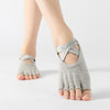 Terry Five-Finger Socks Cotton Thickened Warm and Non-Slip Yoga Socks Cross Strap Dance Socks, Size: One Size(Open Toe (Light Gray))