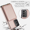 For Samsung Galaxy Note20 Crossbody Dual-buckle Wallet RFID Back Leather Phone Case(Rose Gold)
