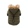 Warm Fleece Dog Coat with Fur Hood, Green, XL (4-7kg)