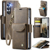 For Samsung Galaxy Z Fold6 5G AutSpace A23 Organ Card Bag Magnetic RFID PU Phone Case(Coffee)
