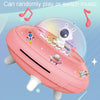 19.6 x 13.7 x 19.6cm UFO Flying Saucer Money Bank Toys Childrens Astronaut Intelligent Simulation Savings Jar(Pink Female Aircraft)
