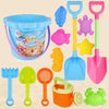13pcs/Set Children Beach Toys Set Large Sand Shovel Bucket Sand Digging Tools Hourglass, Color: Blue Lace Barrel