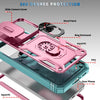 For Samsung Galaxy A56 5G Sliding Camshield TPU + PC Phone Case with Holder(Pink+Green)