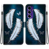 For Samsung Galaxy A16 Crystal Texture Colored Drawing Leather Phone Case(White Butterfly Feathers)