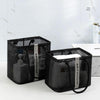 Mesh Toiletry Bag Basket Drainable Bath Bag Foldable Large Open Tote Bag Long Black