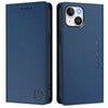 For iPhone 14 / 13 RC01 Dual-Folded Magnetic Suction RFID Leather Phone Case(Dark Blue)
