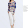 Women Knitwear Turtleneck Sweater, Size: M(Grey Blue Stripes)