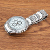 Round Dial 3 Decoration Dials Men Quartz Watch with Metal Band(White)