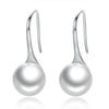Women Sterling Silver Earrings Temperament Shell Beads Pearl Earrings, Color:White