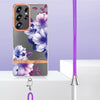 For Samsung Galaxy S25 Ultra 5G Flowers and Plants Series IMD TPU Phone Case with Lanyard(Purple Begonia)