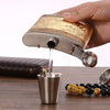 Portable Stainless Steel Hip Flask Set With Wine Glass Funnel, Style: 7OZ Black Leather Old Man Gray